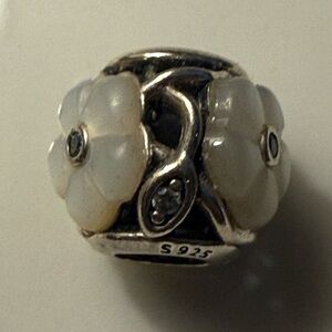 Pandora Silver and White Flower Charm
